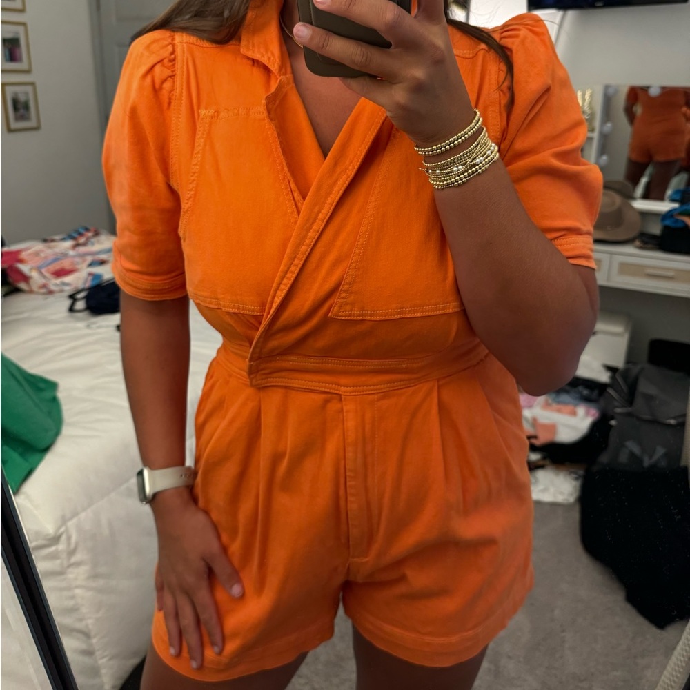 day + moon orange romper